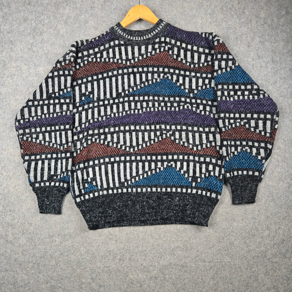 Vintage McGregor Sweater Mens Large Black Geometric Abstract Knit Retro 90s